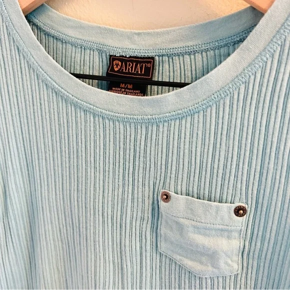 Ariat Ribbed Pocket Tank Top Bundle Womens Size Medium White Aqua Tanktops - Picture 3 of 13